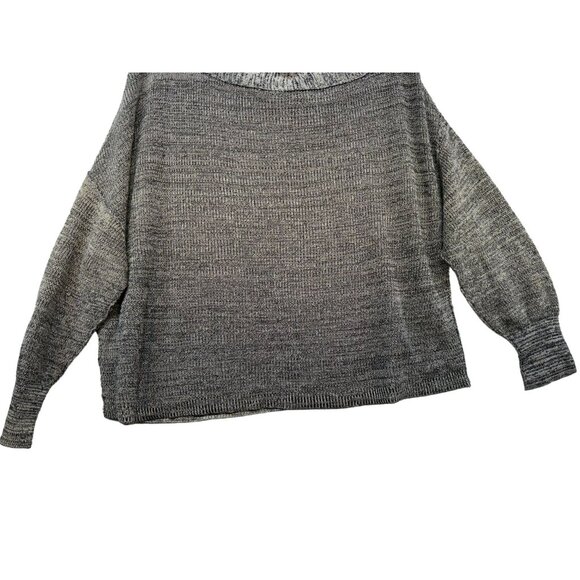 Free People Womens Oversized Knit Sweater  L Gray Linen Blend - Picture 11 of 12